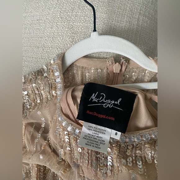 Mac duggal sequin stripe long sleeve tulle gown - Picture 3 of 5